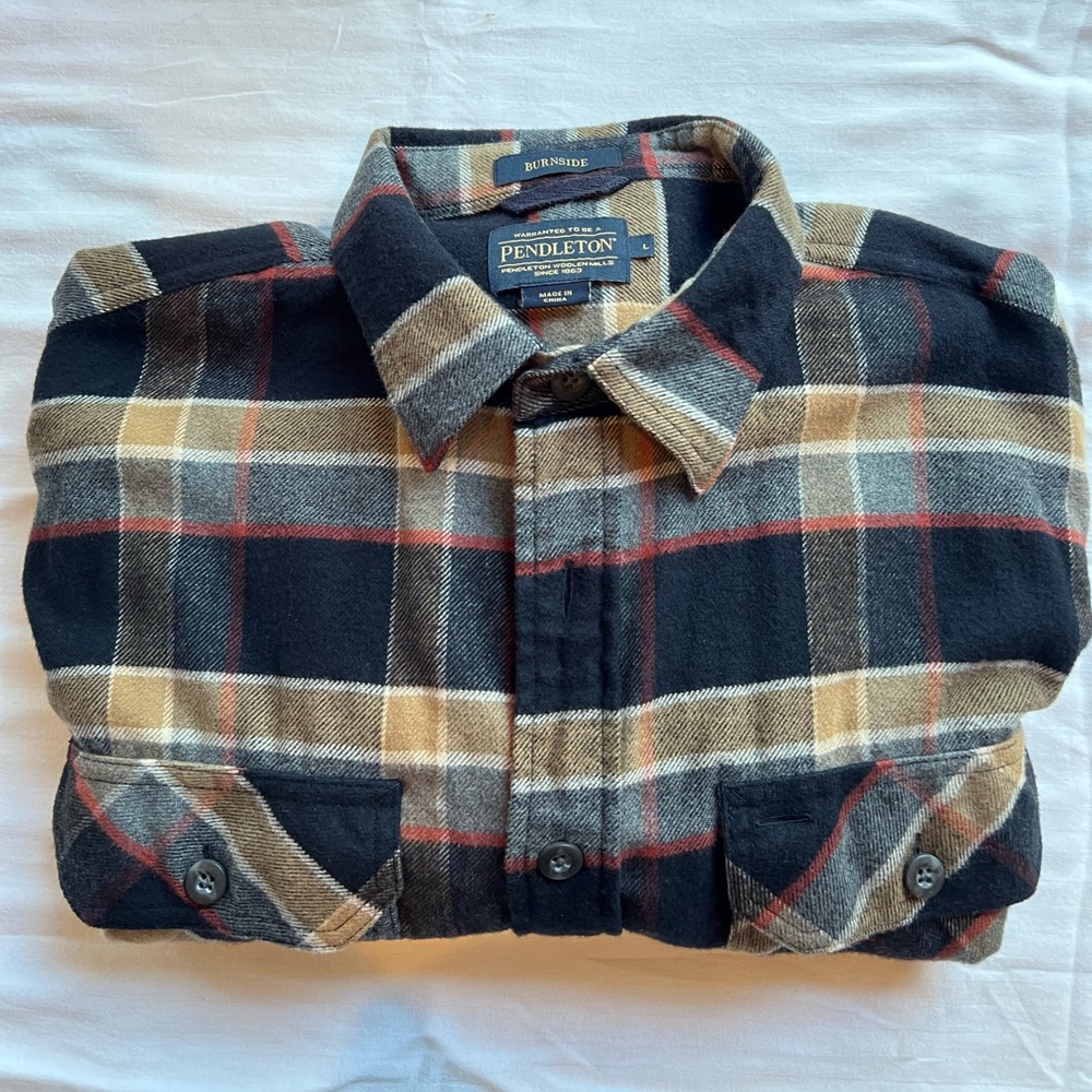 Pendleton Men's Black and Tan Plaid Shirt